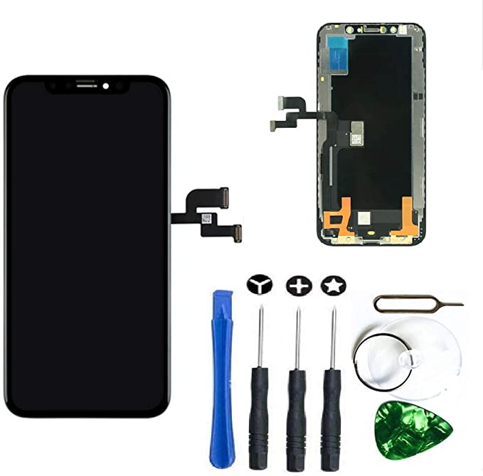for iPhone Xs 5.8" X-Cell LCD Screen Replacement Display Touch Digitizer Glass Frame Assembly Set + Repair Tools, Compatible with Model A1920, A2097, A2098, A2100