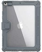 Nillkin Bumper Leather Case Slider Camera Camshield, Kickstand Smart Wakeup/Sleep & Pencil Holder for Apple iPad 10.2 8th Generation (2020) (Grey)