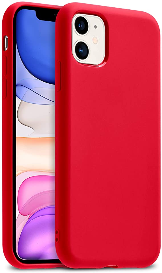 GMYLE iPhone 11 Case 2019, Extreme Thin Smooth Full Covered Shockproof Silicone Cover [Enhanced Camera Protection] for Apple iPhone 11 6.1", Red