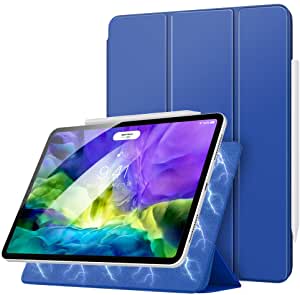 MoKo Magnetic Smart Folio Case Fit iPad Pro 11 2nd Gen 2020 & 2018 [Support Apple Pencil 2 Charging] Slim Lightweight Shell Stand Cover, Auto Wake/Sleep Fit iPad Pro 11" 2020 & 2018 - Navy Blue