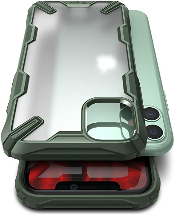 Ringke Fusion-X Matte Compatible with iPhone 11 Case, Anti Glare Fingerprint Resistant Translucent Case - Dark Green
