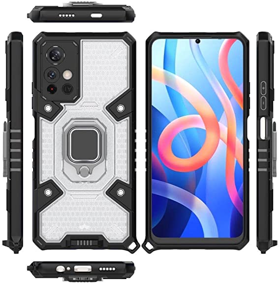 Xiaomi Redmi Note 11 5G China (Dimensity 810 5G) Original New All-in-One Case from CompuMisr Dual Protection Shockproof Case With Short Lanyard - Transparent & Black