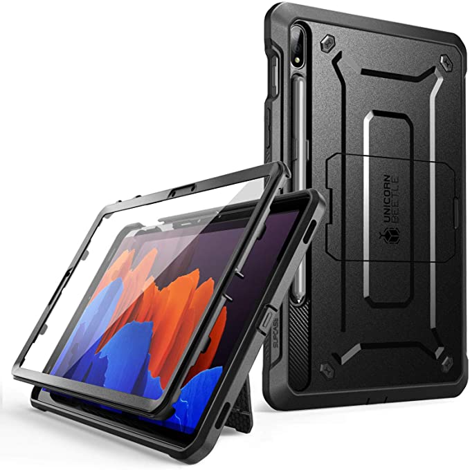 SUPCASE Unicorn Beetle Pro Series Case Designed for Samsung Galaxy Tab S7 2020 Release, with Built-in Screen Protector Full-Body Rugged Heavy Duty Case (Black)