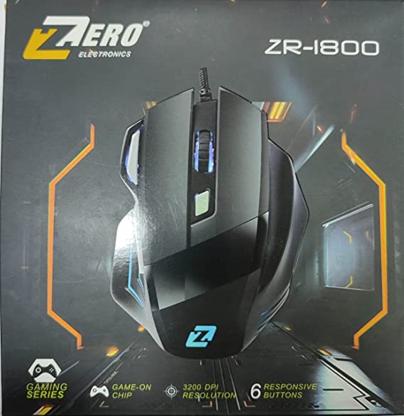 Zero Electronics ZR-1800 Wired Gaming Mouse/ZERO ZR-1800 USB Gaming Mouse Compatible with PC & Laptop
