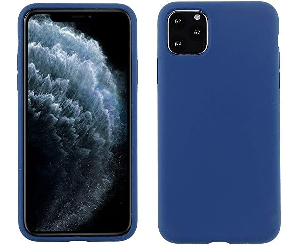 Cube Compatible with iPhone 11 Pro Max Case - Blue Silky Smooth Impact Resistant Silicone with Textured Microfiber Inside Lining with 360º Protection