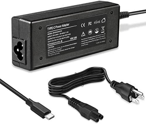45W USB-C Type C Adapter for HP chromebook X360 14-ca051wm 11-ae051wm Dell Xps; ASUS ZenBook Chromebook and More USB Type C Charging Notebook Laptop Power Cord Supply