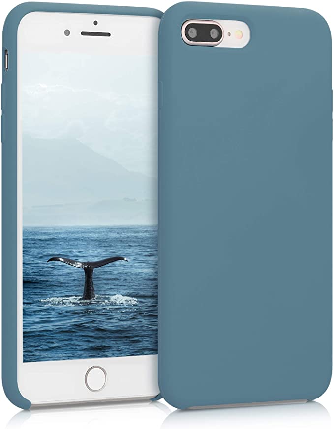 kwmobile TPU Silicone Case Compatible with Apple iPhone 7 Plus / 8 Plus - Case Slim Phone Cover with Soft Finish - Stone Blue