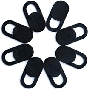 Webcam Covers Laptop Camera Cover Slide. Privacy Protector for Laptop, Tablet, iP'd, M'cBook, iPh'n 8/7/6 Plus, iM, Smartphone, Protection from Dust and Dirt. [8 pcs], Black