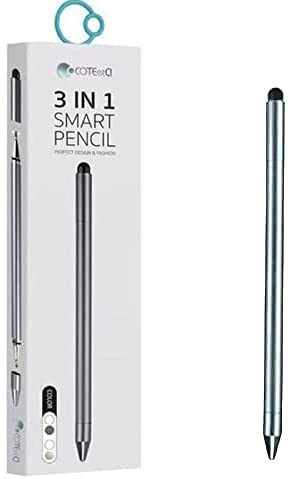 COTEetCl (62001 - Silver) 3 in 1 Smart Pencil For iPad, Android Tablets & Smart Phones, Coteetci Capacitive Pen Compatible With Apple/Android/Tablet