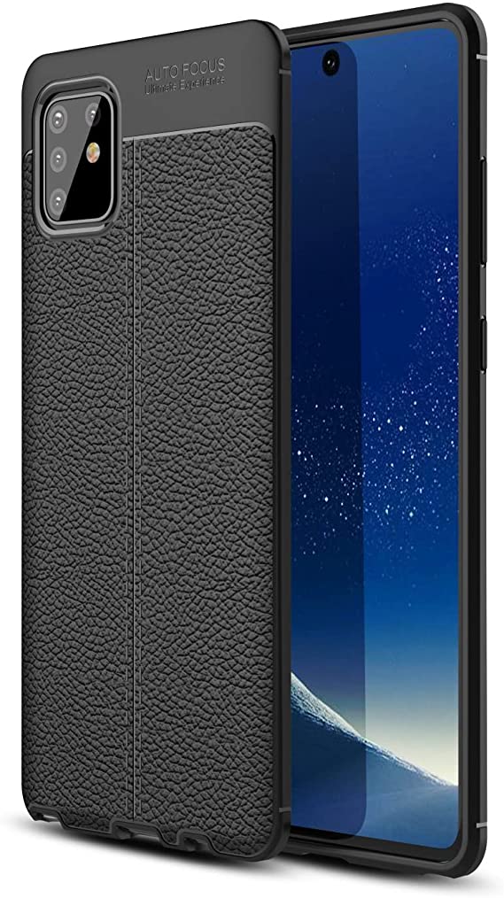 Samsung Galaxy Note10 Lite, Shockproof Original Leather Pattern Back Case Cover Carbon Fiber From CompuMisr - Black