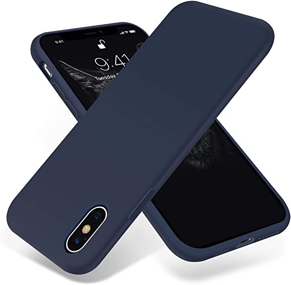 for iPhone Xs Max Case,OTOFLY[Silky and Soft Touch Series] Premium Soft Silicone Rubber Full-Body Protective Bumper Case Compatible with Apple iPhone Xs Max 6.5 inch - (Midnight Blue)