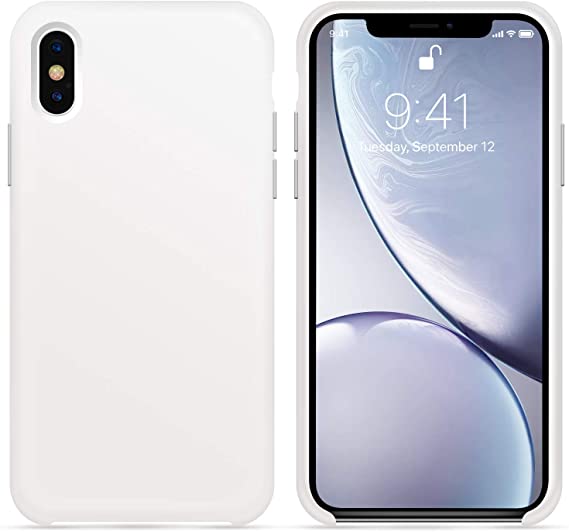 for iPhone X XS Case, OTOFLY [Silky and Soft Touch Series] Premium Soft Button Silicone Rubber Full-Body Protective Bumper Case Compatible with Apple iPhone X/iPhone Xs 5.8 inch， (White)