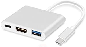 Wisenovo Type c To Hdmi Adapter - USB3.1 Type-C to 4K HDMI + USB3.0 +USB 3.1 Cable Adapter Converter for Macbook Samsung Galaxy S8/S8 Plus LG Type C to 4K HDMI USB3.0 USB-C Charger Adapter