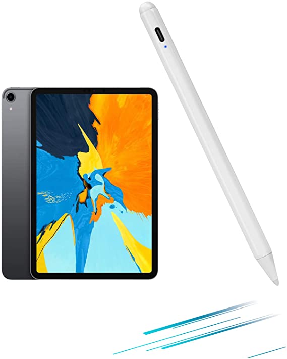 2020 iPad Pro 11" 2nd Generation Stylus Pens with Palm Rejection,Active Stylus Digital Pen Type-C Charge with 1.0mm Tip Pencil for Apple 2020 iPad Pro 11-inch Drawing Stylus Pen,White