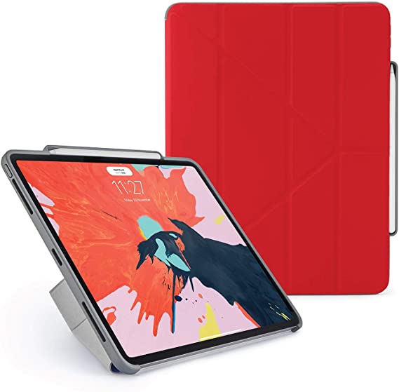 Pipetto iPad Pro 12.9 Inch Case 2018 3rd Generation | Shockproof TPU | Apple Pencil 2 Sync & Charge | Origami 5-in-1 Cover - Red