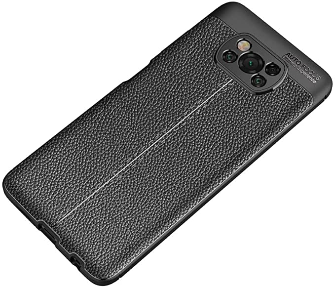 لهاتف شاومى Poco X3 Pro ، حافظة مرنة متينة مع نمط من ألياف الكربون المصقولة - جراب أصلي جديد من GrabMobily - غطاء حماية شديد التحمل - مقاوم للانزلاق - أسود