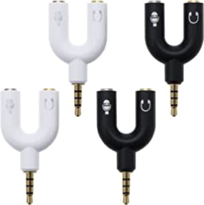 4 x Y Splitter Adapter for Headphones 3.5 mm Male to Microphone and Headphones Female Audio Stereo Converter for Phone PC Tablet