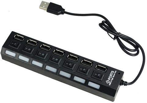 7 Port Ports Usb 2.0 Hub With Separate On/Off Switch With Light Indicator/Hot Plug&Play USB Deviceamazon14716