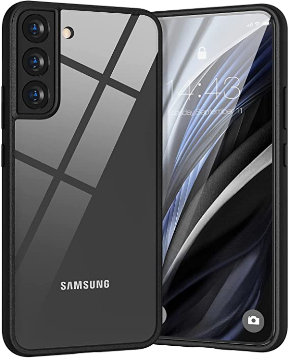 Zelaprox Compatible with Samsung Galaxy S22 Case, Upgrade Clear Crystal Transparent Slim Phone Cases Cover Protector for Galaxy S 22 5G 6.1 inch-Black