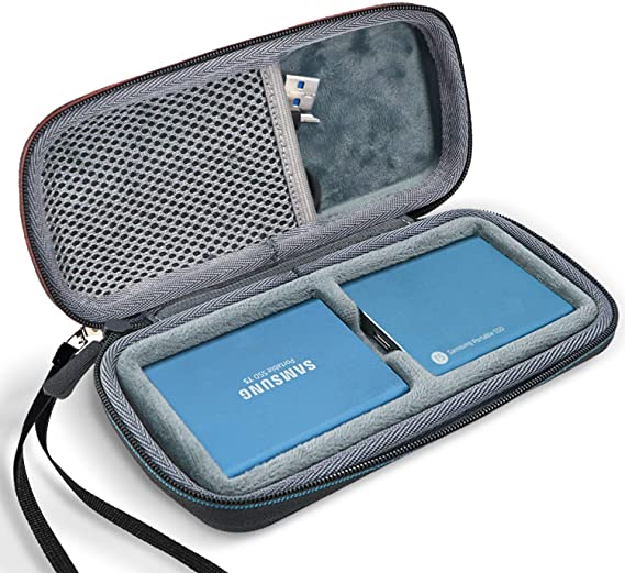 ProCase Hard Travel Carrying Case for Samsung T5 / T3 Portable SSD (250GB 500GB 1TB 2TB) USB 3.1 External Solid State Drives, Fit 2 SSDs Inside -Black