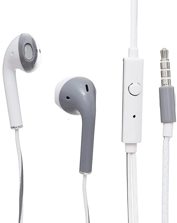 Wired Earbuds with Microphone Earbuds in Ear Headphones, Grey White