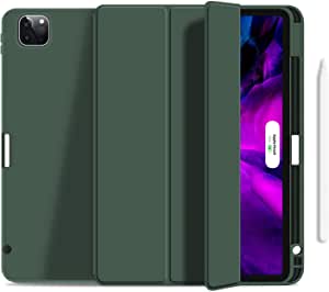 Aoub iPad Pro 12.9 Inch case 2020 & 2018 with Pencil Holder, ipad Pro 12.9 4th Generation Shockproof Drop Protective Auto Sleep/Wake case, for iPad 2020 Pro 12.9 Inch Tablet(Dark Green)