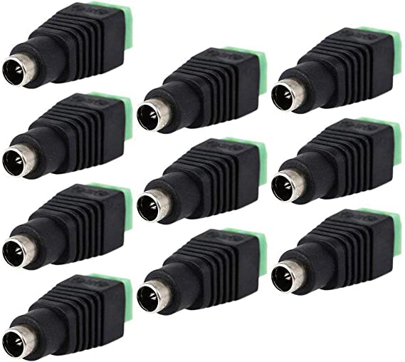 10 Piece DC Female to AV Screw Terminal Block Connector Kit for Power Adapter