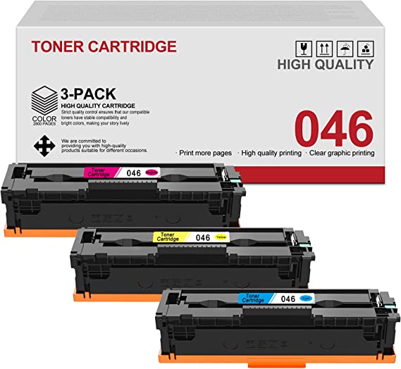 3 Pack (1C+1M+1Y) 046 CRG-046 Toner Cartridge Replacement for Canon Color Image Class MF731Cdw LBP654Cdw MF735Cdw MF733Cdw Printer