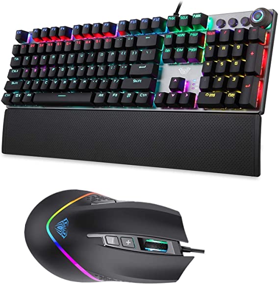 AULA F2088 Wired Mechanical Gaming Keyboard + F805 RGB Wired Gaming Mouse Combo Set