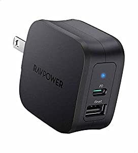 RAVPower RP-PC132 2-Port Wall Fast Charger, 30 Watt - Black