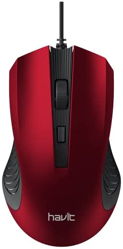 HV-MS752 1200 DPI, 4 Keys, Wired Mouse,Black+Red