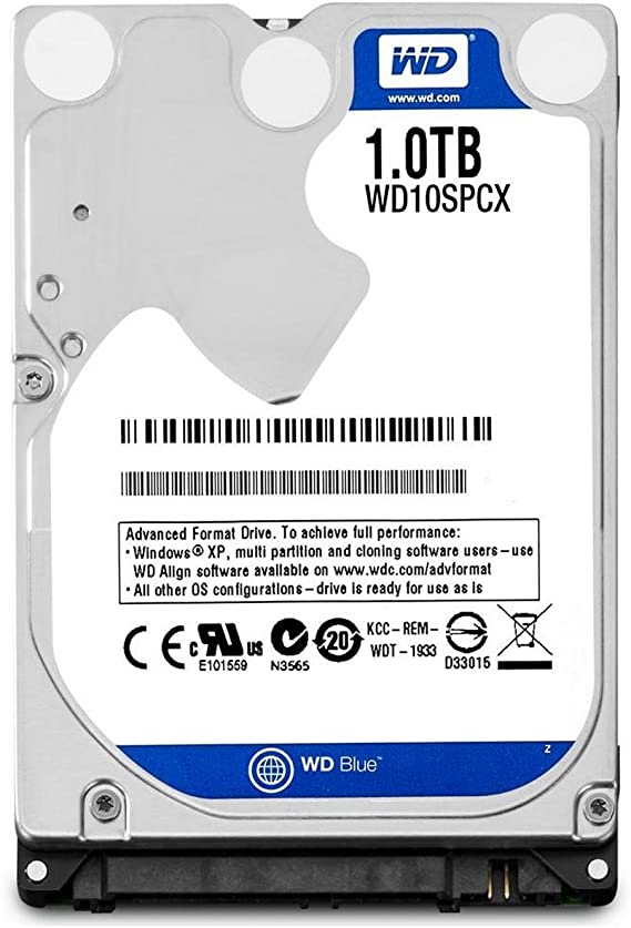 WD 1TB 7mm 5400RPM Laptop Notebook Internal SATA 6Gb/s 2.5 Inches Hard Drive (WD10SPCX) - Blue