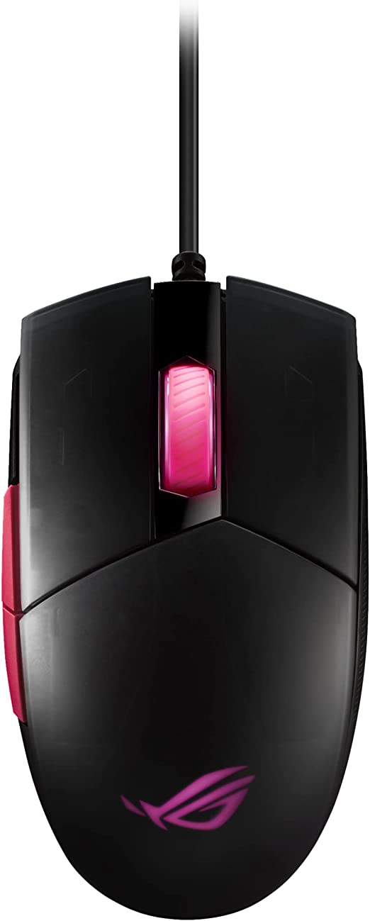 ASUS ROG Strix Impact II Electro Punk is an ambidextrous, ergonomic gaming mouse featuring 6,200 dpi optical sensor, lightweight design and Aura Sync RGB lighting