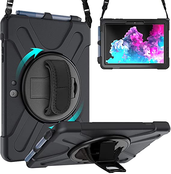 ZenRich Surface Go 2 Case 2020, zenrich Surface Go Case 2018 with Pen Holder Heavy Duty Shockproof Rugged Case with Stand Hand Strap and Shoulder Belt for Surface Go 2 2020 / Surface Go 10" 2018-Black