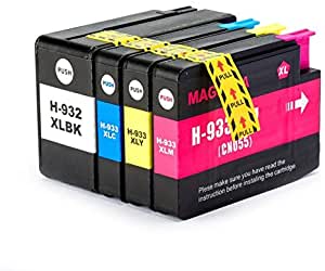 Tatrix Compatible Ink Cartridge Replacement for 932XL 933XL (Cyan,Magenta,Yellow,Black, 4-Pack)