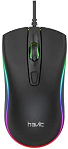 HAVIT MS72 Wired USB Mouse 1200 DPI With RGB Light, Black + Ochre