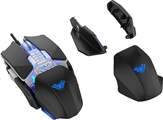 AULA H508 Wired Gaming Mouse Side Wings 7 Buttons 4800DPI Ergonomic USB Mouse Optical Backlight Mause for Desktop Laptop Gamers