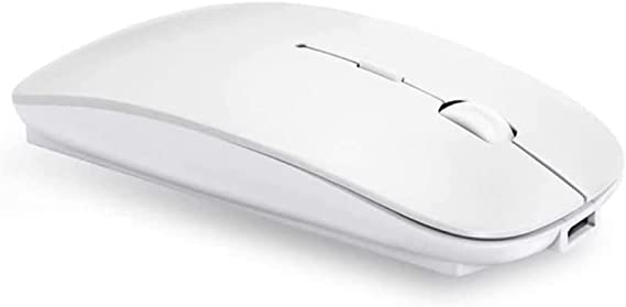 Wireless Mouse, Rechargeable Mouse for MacBook pro/MacBook air/Laptop/iMac/iPad/pc, Slim Silent Mouse 2.4G Portable Mobile Optical Office Mouse (White)