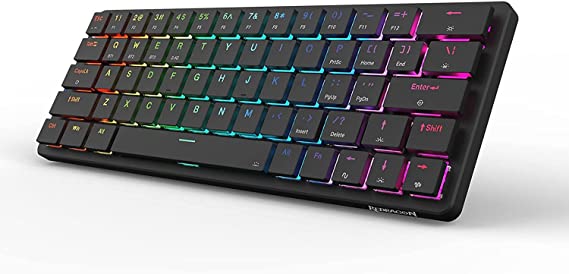 Redragon K624 Pro Mechanical Gaming Keyboard RGB LED Backlit 63 Key Wired/Wireless 2.4G and Bluetooth Low Profile with Anti-Dust Brown Switches (Black)