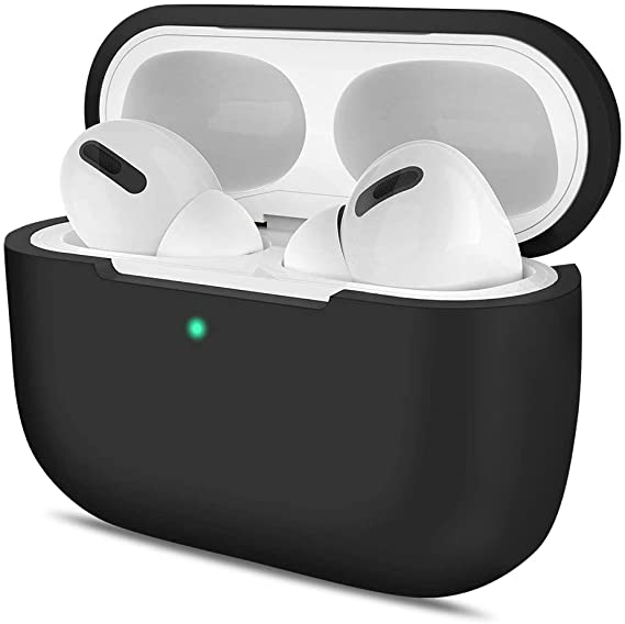 CASE for AirPods 3, Soft Silicone Shock-Absorbing Protective Skin Compatible with AirPods 3rd Generation Case , Wireless Charging, Front LED Visible,Black (Pro 3-Black)