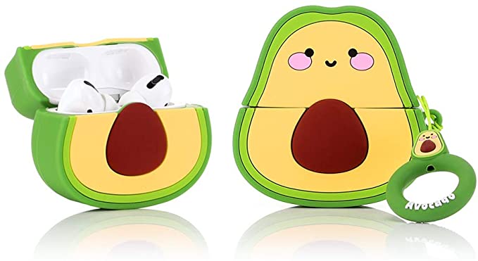 ZAHIUS Airpods Pro Silicone Case Funny Cute Cover Compatible for Apple Airpods Pro[3D Cartoon Simle Avocado Pattern][Designed for Kids Girl and Boys]