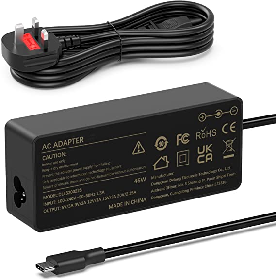 45W USB C AC Adapter Charger Chromebook for Hp X360 11 14 G5 G6 G7 14-ca061dx 11-ae051wm, Spectre Pro 13 G1 series More Type C Power Charging Cable