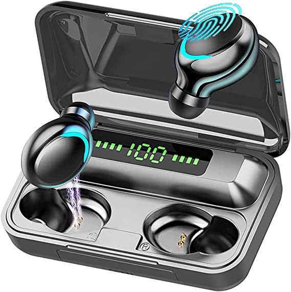 Wireless Headphones,150H Wireless Earbuds Bluetooth Headphones 5.0 with Charging Case, In Ear Headphones HiFi Stereo CVC8.0 Noise Canceling with Built-in Mic, LCD Display, IPX7 Waterproof, USB-C