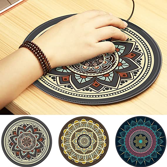 Vintage Bohemian Round Computer 3D Game Carpet Mouse Pad Mat Anti Slip Mousepad(23#)