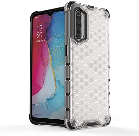 Oppo Reno 3 - premium quality cover From GrabMobily - Iron Man Shockproof Cover - Shockproof Case -Black Edges Transparent Beehive Back