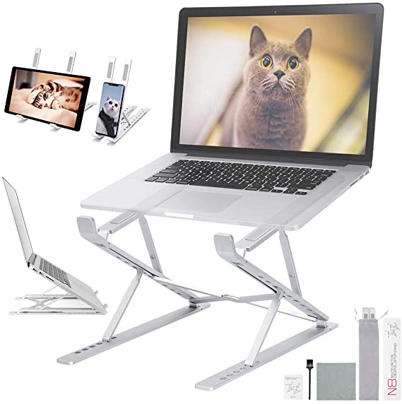 Laptop Stand, Laptop Holder Riser Computer Stand, 6 Angles Adjustable Aluminum Foldable Portable Notebook Stand, Compatible with MacBook Air Pro, HP, Lenovo, Dell, More 10-15.6” Laptops and Tablets