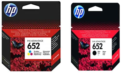 Hp F6v24ae 652 Black Ink Cartridges, 2 Pieces And Hp F6v25ae 652 Tri Color Ink Cartridge