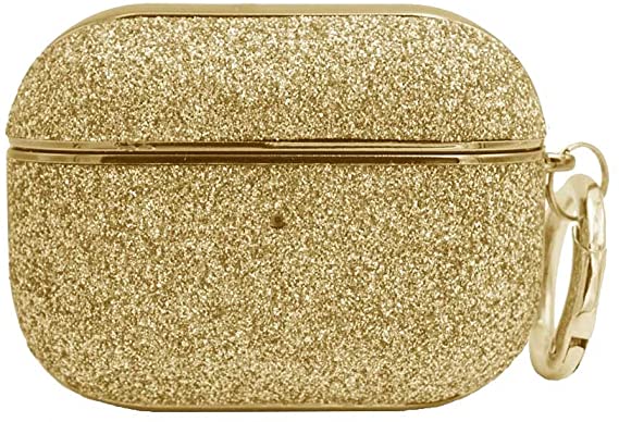 Luxury Bling Surface Plating Hard Cover Compatible with AirPods Case, Shockproof Protective Cover with Keychain for AirPod Pro - Gold Bling