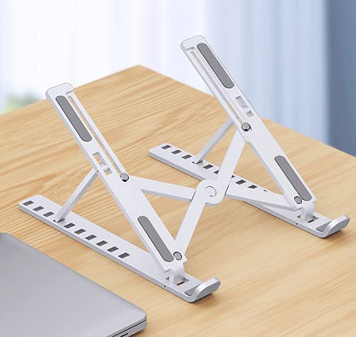 Laptop Stand for Desk, Laptop Stand, Laptop Riser, Foldable&Adjustable ABS Material Laptop Stand for Tablet Computer, Ergonomic Laptop Stand Stable&Solid for Mac,Dell,Lenovo,10-17 Laptop (Grey White)
