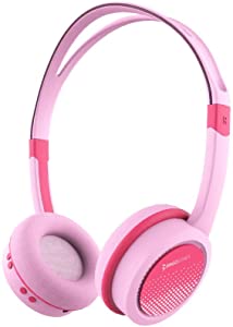 Bingozones B19 Kid Headphones for School with microphone, Wired Headset for Children Toddlers Girls with 85db Volume Limit Pink